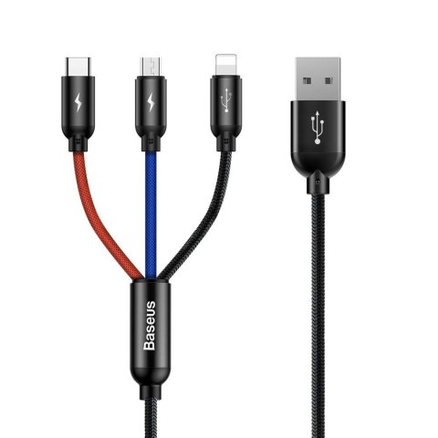 BASEUS 3IN1 TYPE-C & LIGHTNING & MICRO-USB CABLE 120CM BLACK