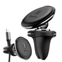 BASEUS MAGNETIC VENT CAR MOUNT WITH CABLE CLIP BLACK