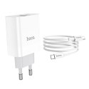 HOCO C80A NETWORK CHARGER PD20W/QC3.0 + TYPE-C CABLE WHITE