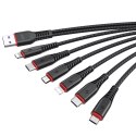 XO kabel NB196 6w1 USB - 2x Lightning + USB-C + microUSB 1,2m 3,5A / 2 m 2,5A czarny