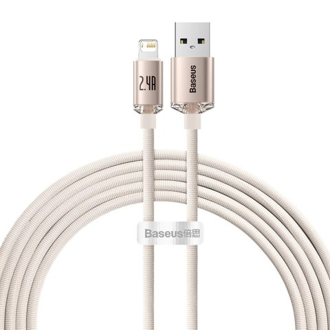 Baseus kabel Crystal Shine USB - Lightning 2,0 m 2,4A różowy