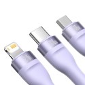 Baseus kabel 3w1 Flash II USB + USB-C - Lightning + USB-C + microUSB 1,5 m 3,5A fioletowy 100W