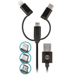 Forever ładowarka samochodowa CC-03 2x USB 2,4A czarna + kabel 3w1 microUSB + Lightning + USB-C