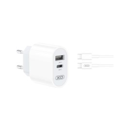 XO ładowarka sieciowa L97 1x USB 1x USB-C 2,4A biała + kabel USB-C - USB-C