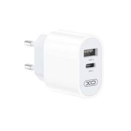 XO ładowarka sieciowa L97 1x USB 1x USB-C 2,4A biała + kabel USB-C - USB-C