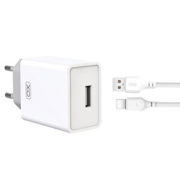 XO ładowarka sieciowa L93 1x USB 2,4A biała + kabel USB-C