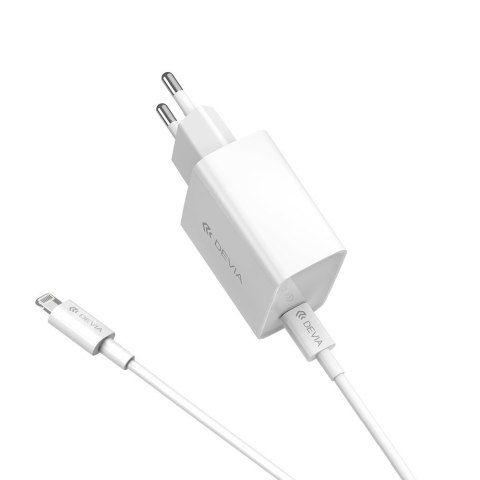 Devia ładowarka sieciowa Smart PD 20W 1x USB-C biała + kabel Lightning - USB-C