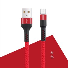 Maxlife kabel MXUC-01 USB - microUSB 1,0 m 2A czerwony nylonowy