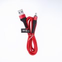 Maxlife kabel MXUC-01 USB - microUSB 1,0 m 2A czerwony nylonowy