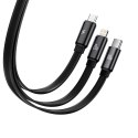 Baseus kabel 3w1 Traction USB - Lightning + USB-C + microUSB 1,7 m 100W czarny zwijany