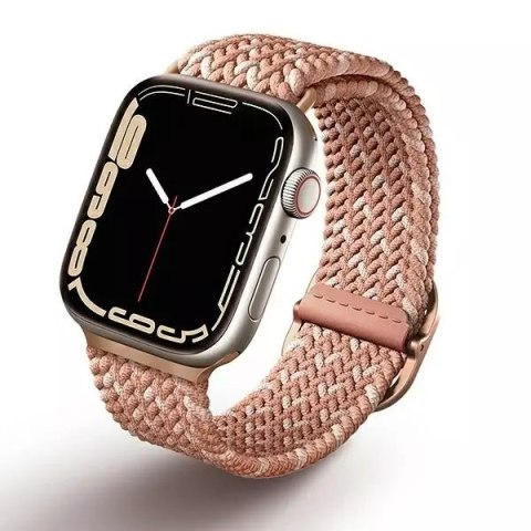 Pasek UNIQ Aspen do Apple Watch 40/38/41mm Series 4/5/6/7/8/SE/SE2 Braided DE różowy/citrus pink