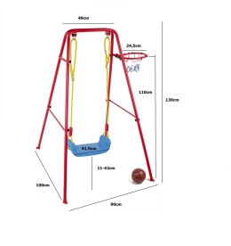 Huśtawka + Kosz do gry z piłką na metalowej ramie