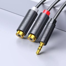 Ugreen adapter audio jack 3.5mm męski do 2xRCA żeński kabel 0.25m szary (AV109)