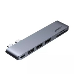 Wielofukkcyjny HUB UGREEN 2x USB Typ C na 3x USB 3.0 / TF / SD / USB Typ C do MacBook Pro / Air szary (CM251 60560)