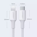 Kabel UGREEN przewód MFi USB Typ C - Lightning 3A 0.5 m biały (US171)