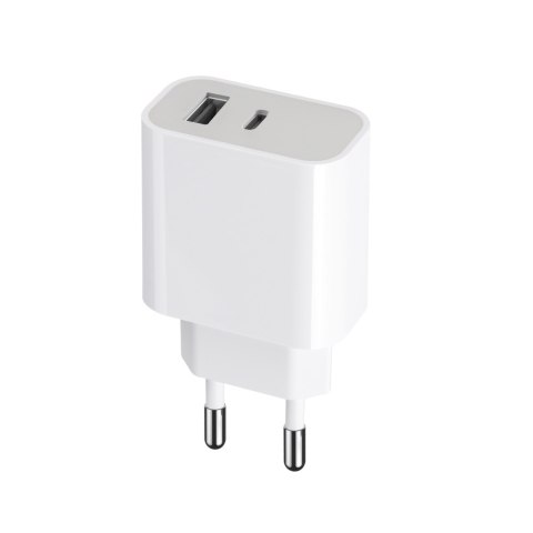 Maxlife ładowarka sieciowa PD QC MXTC-05 1x USB-C 1x USB 20W biała