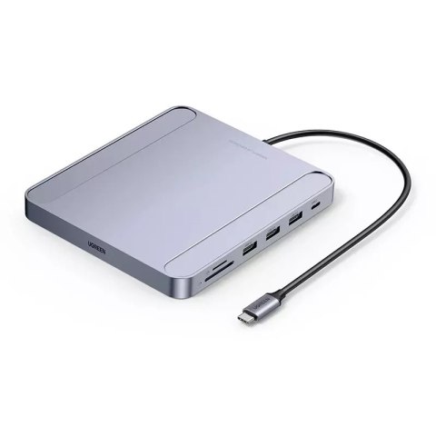 Ugreen HUB USB Typu C - 3 x USB Typ A 3.1 Gen 1 + SD/TF + RJ45 szary (CM522 60378)