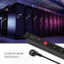 Qoltec Listwa zasilająca antyprzepięciowa CB do szafy RACK 19" | 1U | 16A | PDU | 6xSCHUKO | 2m