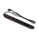 Qoltec Listwa zasilająca antyprzepięciowa CB do szafy RACK 19" | 1U | 16A | PDU | 6xSCHUKO | 2m