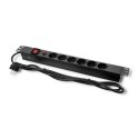 Qoltec Listwa zasilająca antyprzepięciowa CB do szafy RACK 19" | 1U | 16A | PDU | 6xSCHUKO | 2m