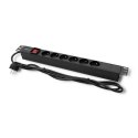 Qoltec Listwa zasilająca do szafy RACK | 1U | 16A | PDU | 6xFRENCH | 2m