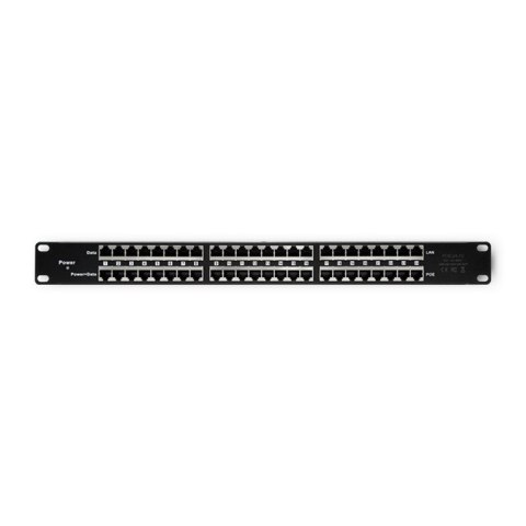 Qoltec Patch panel RACK| 48V | 24 porty | Passive PoE Injector | Czarny