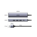 HUB UGREEN wielofunkcyjny adapter HUB USB 3.0 - 3 x USB / Ethernet RJ-45 / USB Typ C PD szary (CM475)