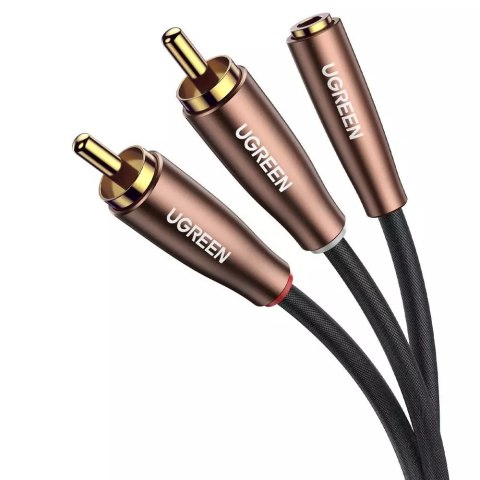 Kabel UGREEN przewód audio 3,5 mm mini jack (żeński) - 2RCA (męski) 2m brązowy (AV198 50131)