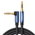 Kątowy kabel UGREEN AUX 2 x mini jack 3,5 mm 1,5m niebieski (AV112)