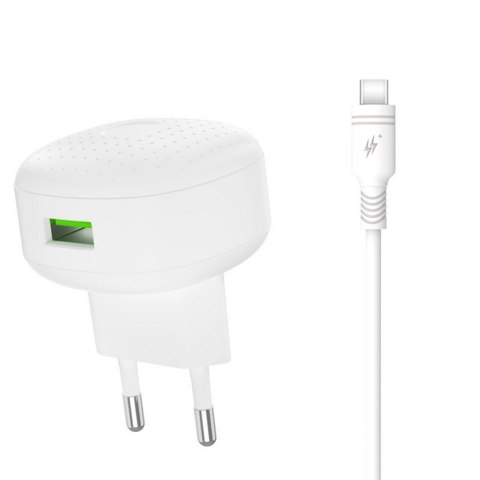 XO ładowarka sieciowa L86 QC 3.0 18W 1x USB biała + kabel USB-C