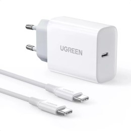 Ugreen ładowarka sieciowa USB Typ C PD 30W z kablem USB Typ C 2m biała (CD127)