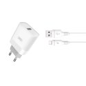 XO ładowarka sieciowa L63 QC 15W 1x USB biała + kabel USB-C