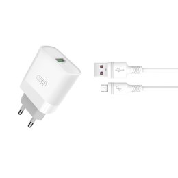 XO ładowarka sieciowa L63 QC 15W 1x USB biała + kabel microUSB