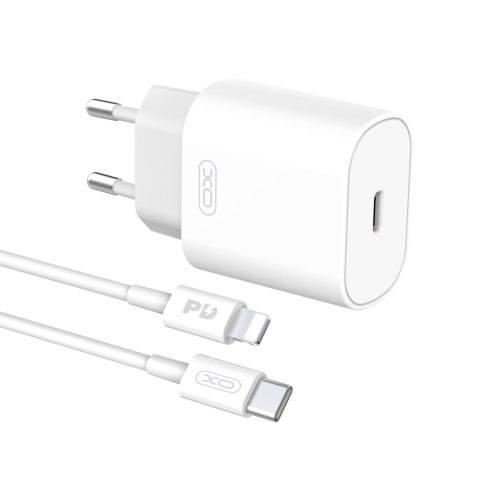 XO ładowarka sieciowa L91 PD 25W 1x USB-C biała + kabel USB-C - Lightning