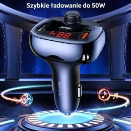 Zestaw głośnomówiący do auta USAMS C25 50W z transmiterem FM, Bluetooth, MP3, 2xUSB / USB-C CC143TC01 (US-CC143) czarny/black