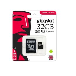 Kingston karta pamięci microSDHC Canvas Select (32GB | class 10 | UHS-I | 80 MB/s) + adapter