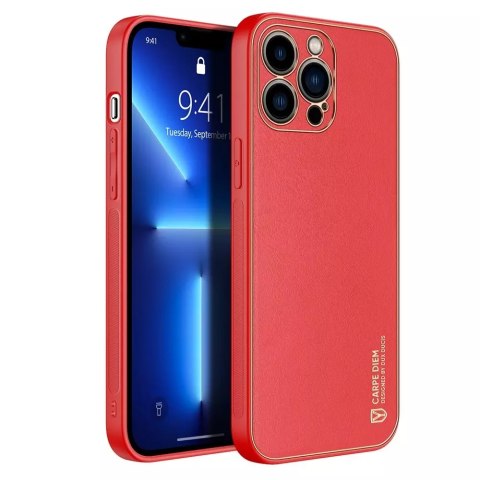 Coque élégante Dux Ducis Yolo en TPU souple et cuir PU pour iPhone 13 Pro Max rouge