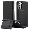 Étui pour cartes magnétiques pour Samsung Galaxy S22 + (S22 Plus) pochette portefeuille porte-cartes noir