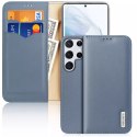 Étui type bibliothèque en cuir véritable Dux Ducis Hivo pour Samsung Galaxy S22 Ultra bleu