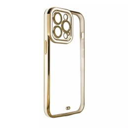 Fashion Case Case pour Samsung Galaxy A12 5G Gold Frame Gel Cover Blanc