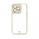 Fashion Case Case pour Samsung Galaxy A12 5G Gold Frame Gel Cover Blanc