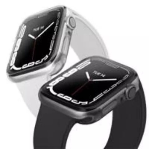 UNIQ etui Glase Apple Watch Series 7/8 45mm. Dual Pack przezroczysty-dymny/clear-smoke