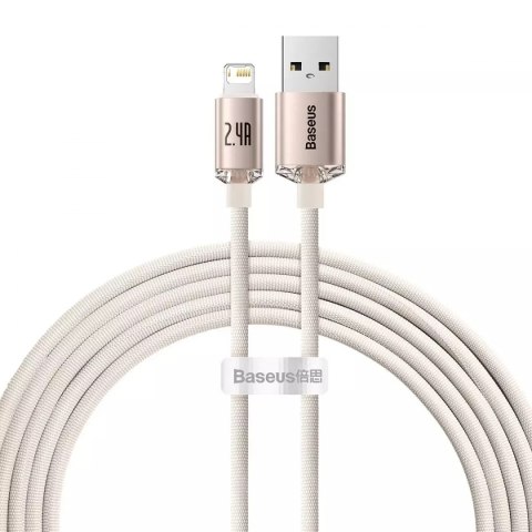 Baseus Crystal Shine Series kabel USB - Lightning 2,4A 20W 2m różowy (CAJY001204)