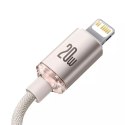 Baseus Crystal Shine Series kabel USB Typ C - Lightning szybkie ładowanie Power Delivery 20W 1.2m różowy (CAJY001304)