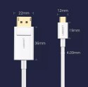 Jednokierunkowy kabel UGREEN przejściówka z USB Typ C do Display Port 4K 1,5m biały (MM139)