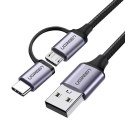 Kabel UGREEN przewód 2w1 USB - micro USB / USB Typ C 1m 2,4A czarny (30875)