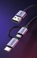 Kabel UGREEN przewód 2w1 USB - micro USB / USB Typ C 1m 2,4A czarny (30875)