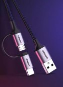 Kabel UGREEN przewód 2w1 USB - micro USB / USB Typ C 1m 2,4A czarny (30875)