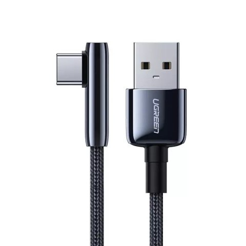 Kabel kątowy UGREEN przewód z bocznym wtykiem USB - USB Typ C 5 A Quick Charge 3.0 SCP FCP 0,5 m czarny (70282 US313)