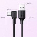 Kątowy kabel UGREEN przewód z bocznym wtykiem USB - USB Typ C 5 A Quick Charge 3.0 SCP FCP 2 m czarny (20104 US307)